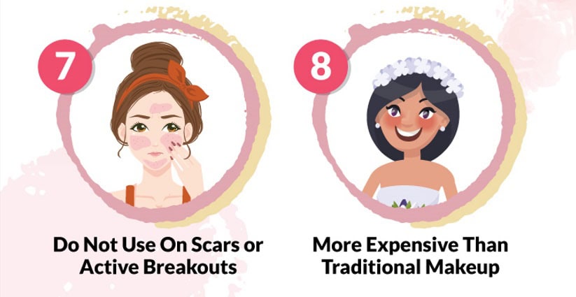 Airbrush makeup cons do not use on scar and more expensive than traditional makeup