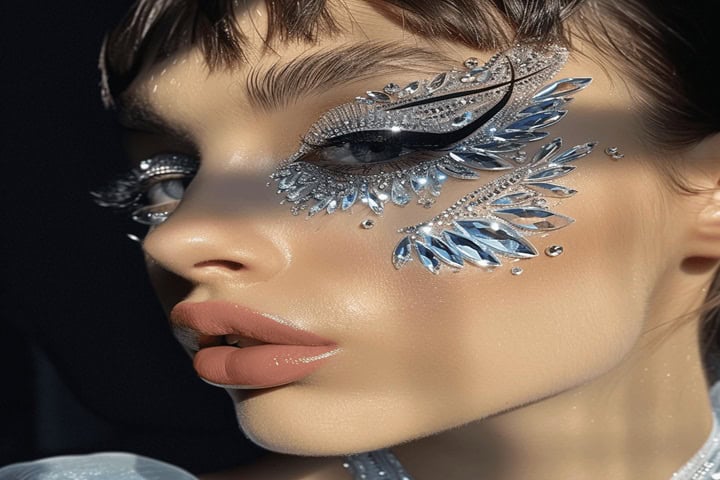 crystal winged eyes for festival makeup ideas