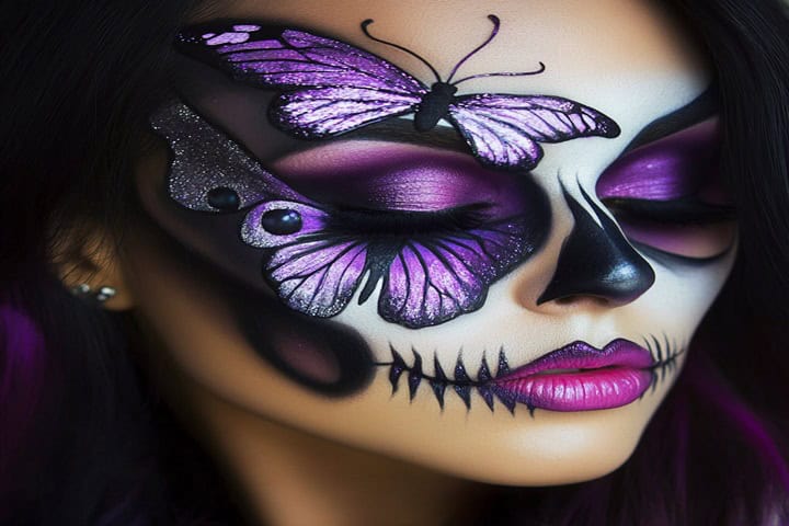 eerie butterfly halloween skull makeup