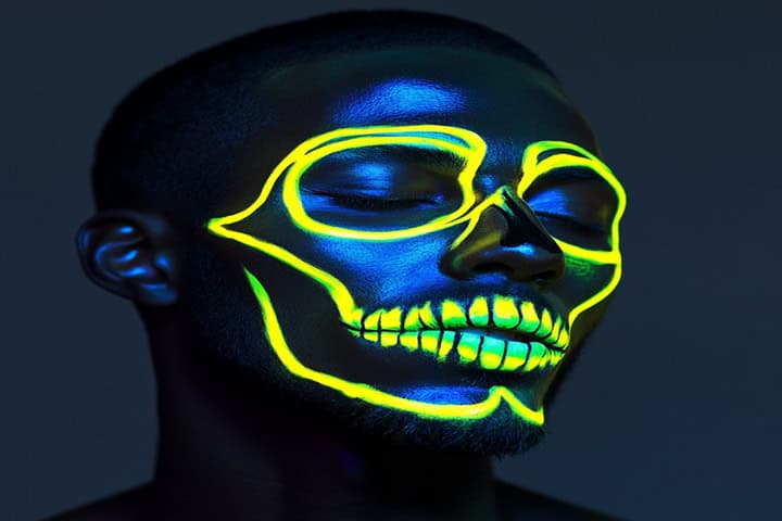 halloween skull makeup neon 